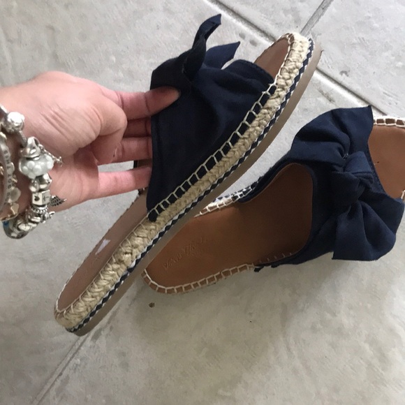 Navy Bow Espadrille Sandals - Picture 3 of 4